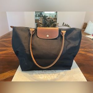 Longchamp | Black and Brown Medium Shoulder Bag | Tote